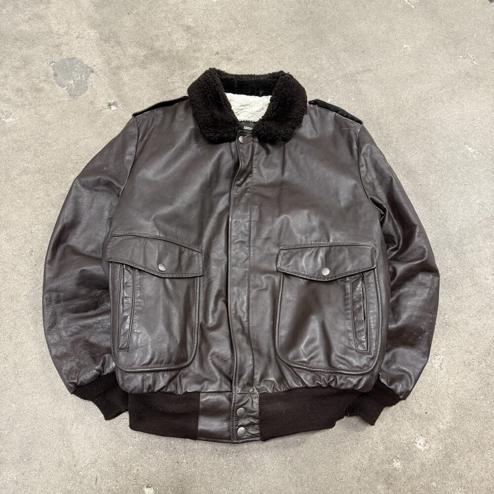 Vintage Cooper G-1 Leather Bomber Jacket Shearling Men's Large 40L USA Aviator